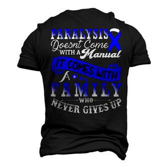 Paralysis Doesnt Come With A Manual It Comes With A Family Who Never Gives Up Blue Ribbon Paralysis Paralysis Awareness Men's 3D Print Graphic Crewneck Short Sleeve T-shirt - Monsterry UK
