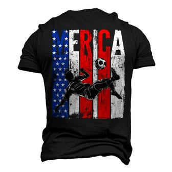 Patriotic American Flag Soccer Ball 4Th Of July Soccer Men's 3D T-shirt Back Print - Seseable