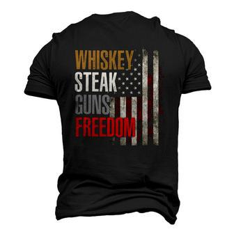 Patriotic American Flag Whiskey Steak Guns And Freedom Men's 3D T-Shirt Back Print | Mazezy