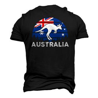 Patriotic Australian Hopping Kangaroo Australia Flag Men's 3D T-Shirt Back Print | Mazezy