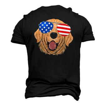 Patriotic Golden Retriever Dog 4Th Of July Men's 3D T-Shirt Back Print | Mazezy