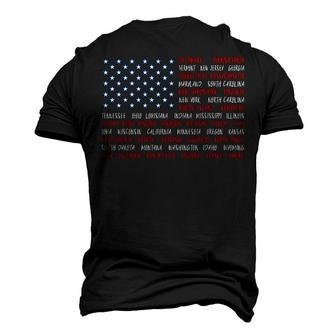 Patriotic July 4Th Usa American Flag All 50 State Names Men's 3D T-shirt Back Print - Seseable