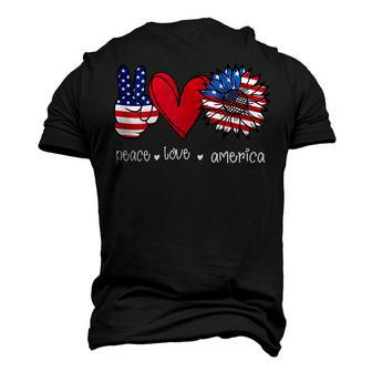 Peace Love America 4Th July Patriotic Sunflower Heart Sign V2 Men's 3D T-shirt Back Print - Seseable