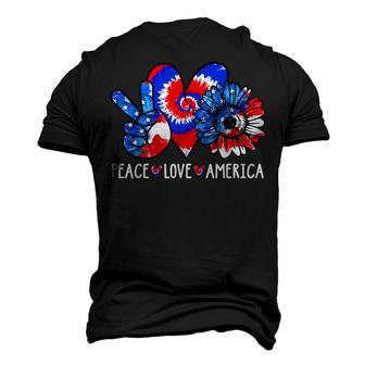 Peace Love America Sunflower Patriotic Tie Dye 4Th Of July Men's 3D T-Shirt Back Print | Mazezy