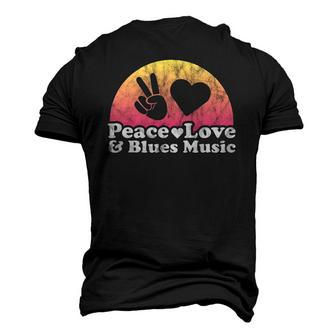 Peace Love And Blues Music Vintage Sunset Men's 3D T-Shirt Back Print | Mazezy