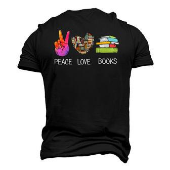 Peace Love Books Book Graphic Tee Reading Lover Men's 3D T-Shirt Back Print | Mazezy