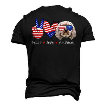 Peace Love Cockapoo Dog Patriotic America Flag 4Th July Men's 3D T-shirt Back Print - Seseable
