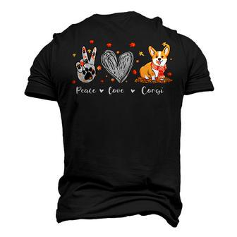 Peace Love Corgi Funny Corgi Dog Lover Pumpkin Fall Season V3 Men's 3D Print Graphic Crewneck Short Sleeve T-shirt - Monsterry