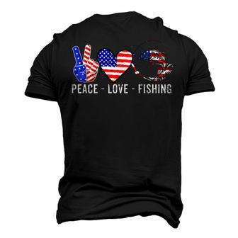 Peace Love Fishing America 4Th July Patriotic Heart Sign Men's 3D T-shirt Back Print - Seseable