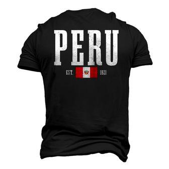 Peru Est 1821 Peruvian Flag Roots Pride Vintage Peru Raglan Baseball Tee Men's 3D T-Shirt Back Print | Mazezy