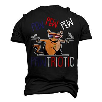 Pew Pew Pawtriotic Cat 4Th Of July Patriotic American Flag Men's 3D T-shirt Back Print - Seseable