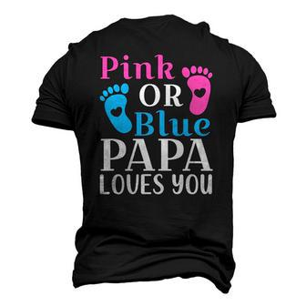 Mens Pink Or Blue Papa Loves You Cute Gender Reveal Father Men's 3D T-Shirt Back Print | Mazezy