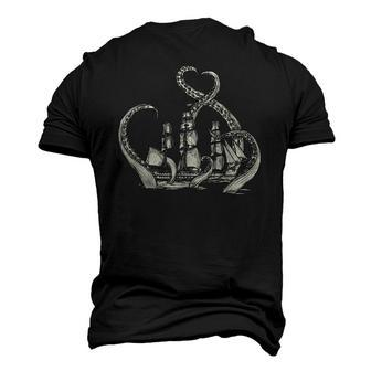 Pirate Ship Octopus Buccaneer Freebooter Crossed Bones Skull Men's 3D T-Shirt Back Print | Mazezy