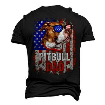 Pitbull Dad 4Th Of July American Flag Glasses Dog Men Boy Men's 3D T-shirt Back Print - Seseable