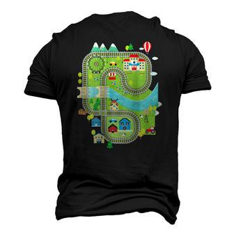 Play Toy Train On Dads Back Play Mat Train Track For Dad Men's 3D T-Shirt Back Print | Mazezy