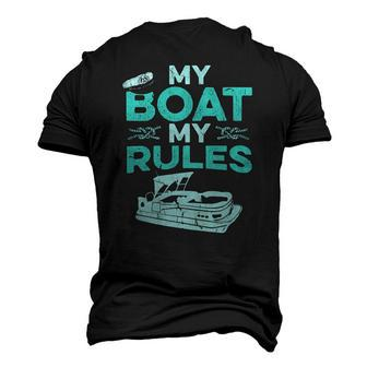 Pontoon Boat Captain My Boat My Rules Fathers Day Men's 3D T-Shirt Back Print | Mazezy