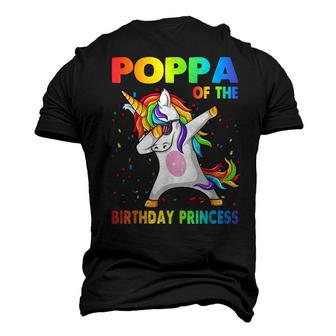 Poppa Of The Birthday Princess Dabbing Unicorn Girl Men's 3D T-shirt Back Print - Seseable