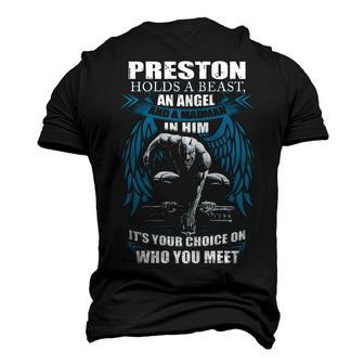 Preston Name Preston And A Mad Man In Him Men's 3D T-shirt Back Print - Seseable