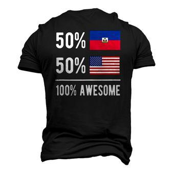 Proud Haitian American Flag Haiti Usa Men's 3D T-Shirt Back Print | Mazezy