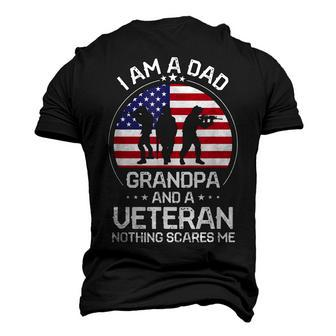 Proud Veteran Dad Grandpa American Flag Patriot 4Th Of July Men's 3D T-shirt Back Print - Seseable