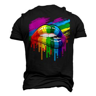 Rainbow Lips Lgbt Pride Month Rainbow Flag Men's 3D T-Shirt Back Print | Mazezy
