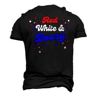 Red White And Boozy Drinking July 4Th Independence Day Men's 3D T-shirt Back Print - Seseable
