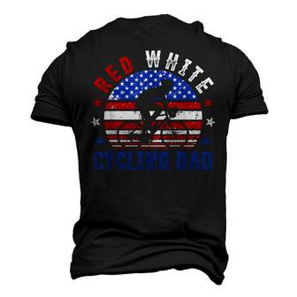 Mens Red White Cycling Dad 4Th Of July American Flag Men's 3D T-shirt Back Print - Seseable