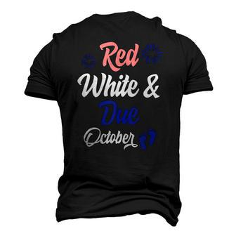 Red White Due October 4Th Of July Pregnancy Announcement Men's 3D T-Shirt Back Print | Mazezy
