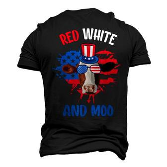 Red White And Moo Patriotic Cow Farmer 4Th Of July Men's 3D T-Shirt Back Print | Mazezy
