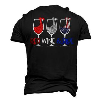 Red Wine & Blue 4Th Of July Wine Red White Blue Wine Glasses V8 Men's 3D T-shirt Back Print - Seseable