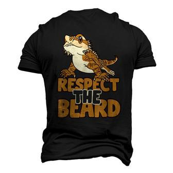 Respect The Beard Funny Bearded Dragon Lizard Men's 3D Print Graphic Crewneck Short Sleeve T-shirt - Monsterry