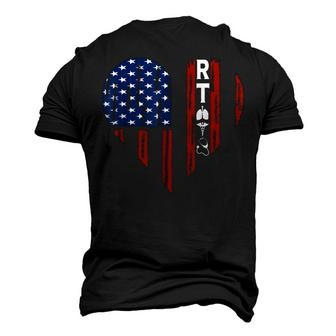 Respiratory Therapist Heart Retro American Flag 4Th Of July Men's 3D T-shirt Back Print - Seseable