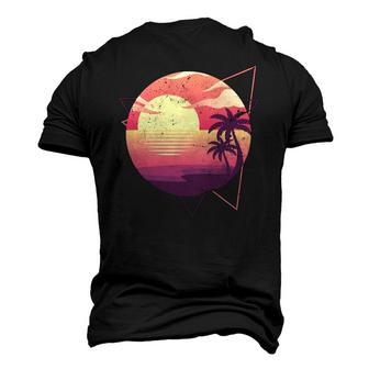 Retro 80S Vaporwave Aesthetic Tropical Sunset 90S Vaporwave Men's 3D T-Shirt Back Print | Mazezy