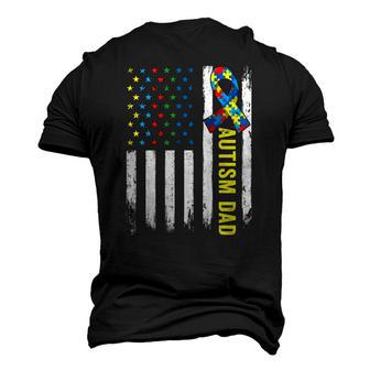 Retro American Flag Autism Dad Awareness Autistic Men's 3D T-Shirt Back Print | Mazezy