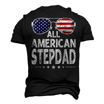 Mens Retro Fathers Day Family All American Stepdad 4Th Of July Men's 3D T-shirt Back Print - Seseable