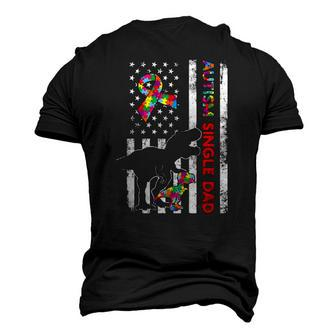 Retro Single Dad Saurus Awareness American Flag Autism Men's 3D T-Shirt Back Print | Mazezy UK
