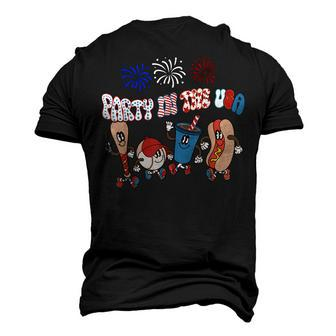Retro Style Party In The Usa 4Th Of July Baseball Hot Dog Men's 3D T-shirt Back Print - Seseable
