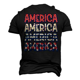 Retro Vintage America Red Blue And White 4Th July Patriotic Men's 3D T-shirt Back Print - Seseable