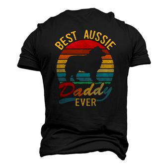 Retro Vintage Best Aussie Daddy Ever Australian Shepherd Dad Men's 3D T-Shirt Back Print | Mazezy