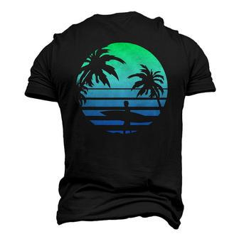 Retro Water Sport Surfboard Palm Tree Sea Tropical Surfing Men's 3D T-Shirt Back Print | Mazezy