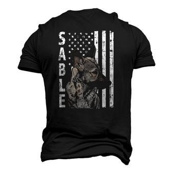 Sable German Shepherd Dog American Flag Patriotic Men's 3D T-Shirt Back Print | Mazezy