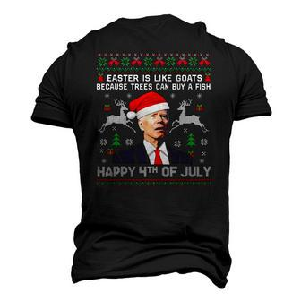 Santa Joe Biden Happy 4Th Of July Ugly Christmas Men Men's 3D T-Shirt Back Print | Mazezy