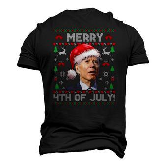 Santa Joe Biden Merry 4Th Of July Ugly Christmas Men's 3D T-Shirt Back Print | Mazezy