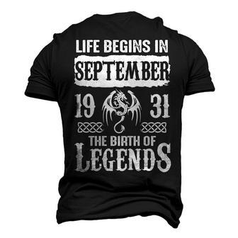 September 1931 Birthday Life Begins In September 1931 Men's 3D T-shirt Back Print - Seseable