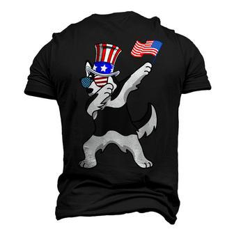 Siberian Husky Dabbing Dog Dad 4Th Of July Men's 3D T-shirt Back Print - Seseable