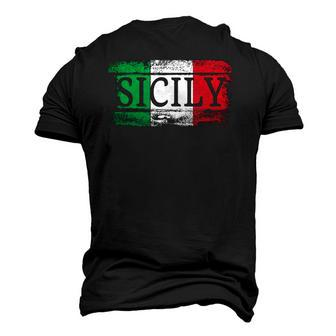 Sicilian Italian Italy Flag I Vintage Sicily Vacation Travel Men's 3D T-Shirt Back Print | Mazezy