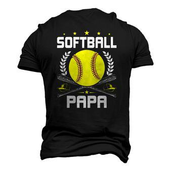 Softball Papa Baseball Lover Dad Men's 3D T-Shirt Back Print | Mazezy