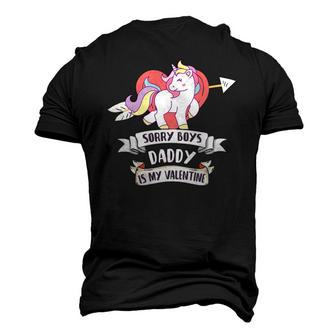 Sorry Boys Daddy Is My Valentine Cute Unicorn Fathers Day Men's 3D T-Shirt Back Print | Mazezy