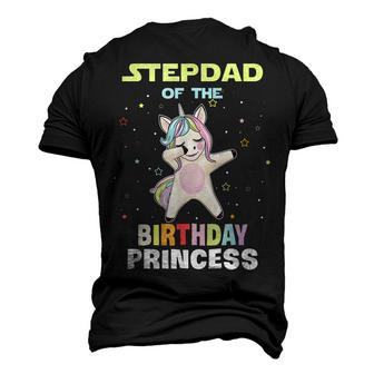 Stepdad Of The Birthday Unicorn Princess Men's 3D T-shirt Back Print - Seseable