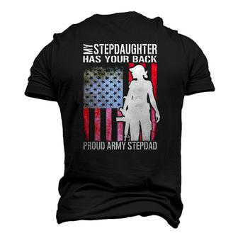 My Stepdaughter Has Your Back Proud Army Stepdad Men's 3D T-Shirt Back Print | Mazezy